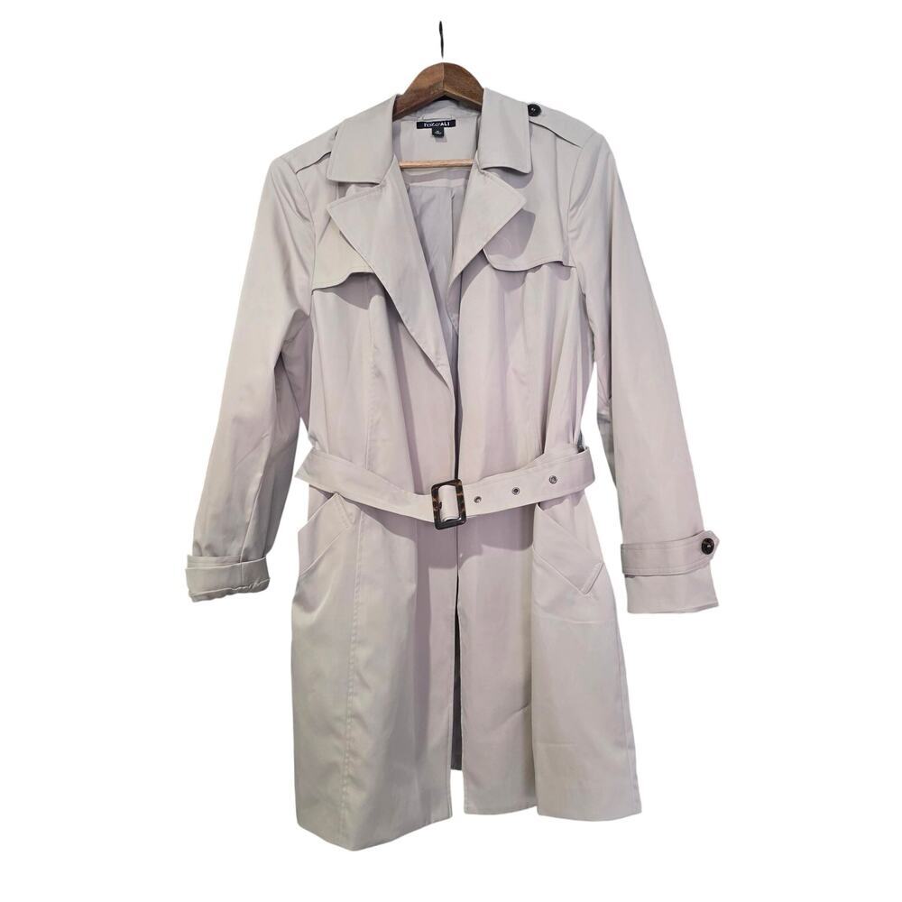 Roz & Ali Belted Trench Coat Beige Size XL